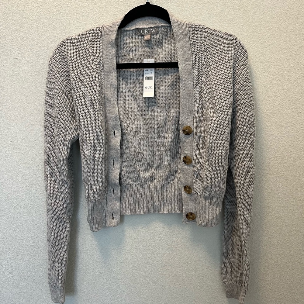 *NWT* J.CREW Cotton/Cashmere Cropped V-neck Cardigan - Picture 2 of 3